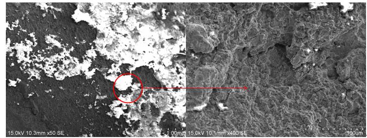 鹽酸水溶液超聲波清洗后斷口宏、微觀形貌