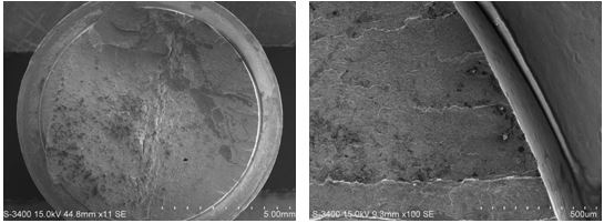 圖11-184 斷口低倍形貌圖11-185 斷面裂紋起始區(qū)微觀(guān)形貌